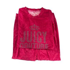 Juicy Couture Girl 6/6X Pink Sleepwear Fuzzy Long Sleeve Rhinestone Top w/Pants